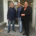 Moderator Carsten Riedel beim Stadtfest Werdau mit René Müller und Oberbürgermeister Stefan Czarnecki